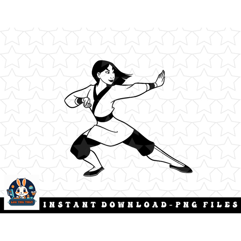 Disney Mulan Mulan Simple Black Outline Fighting Stance png, sublimation, digital download.jpg