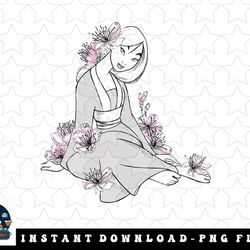 disney mulan mulan sitting among the flowers bloomed png, sublimation, digital download