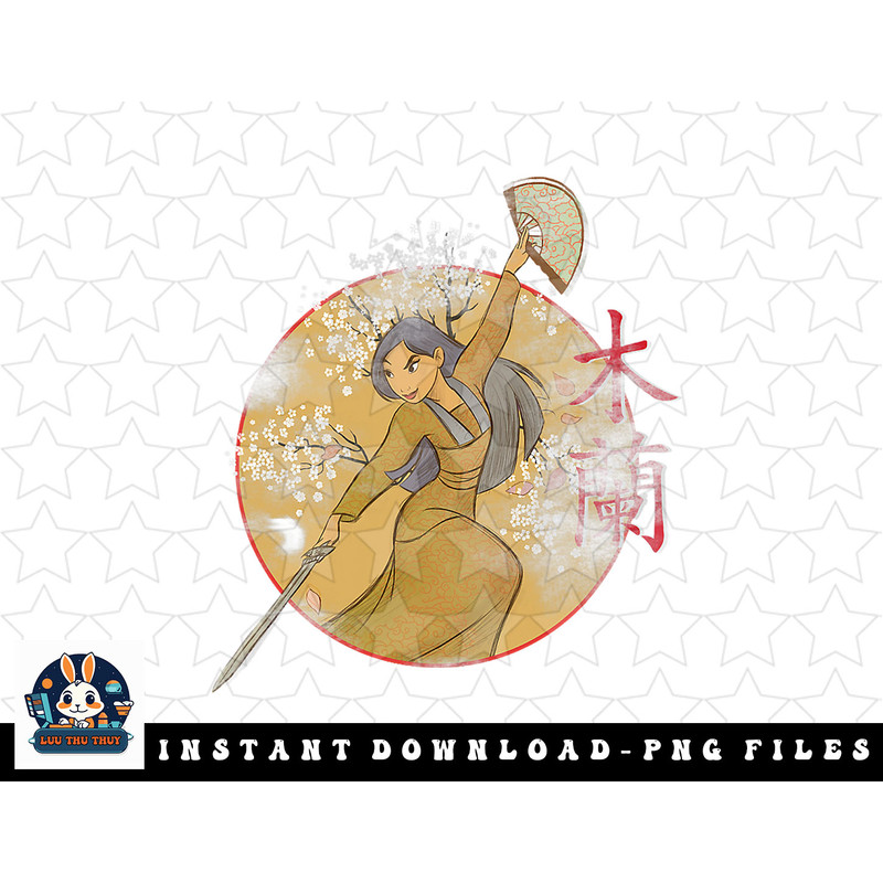 Disney Mulan Mulan Sword Dance With Fan Circle Flowers png, sublimation, digital download.jpg