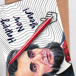 happy new year! digital greeting card with the leader abraham lincoln.