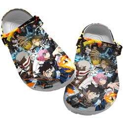 anime crocs, fire force crocs, anime sandals, fire force, fire force clog shoes unisex, manga crocs, manga sandals