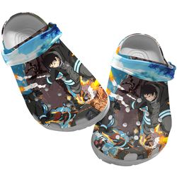 anime crocs, fire force crocs, fire force clog shoes unisex, fire force, anime sandals, manga crocs, manga sandals