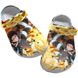 anime sandals, fire force clog shoes unisex, anime crocs, fire force, fire force crocs, manga crocs, manga sandals