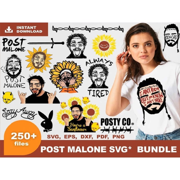 Posty Lettering Svg 250 Post Malone Svg Bundle, Post Malone Svg, Posty Svg | Inspire Uplift