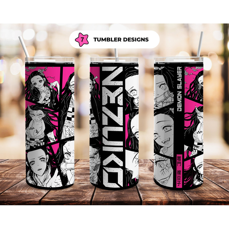 Anime Tumbler Wrap 20oz Straight Tumbler Seamless Design PNG.jpg