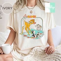 comfort colors retro disney bambi characters group shot logo shirt,wdw magic kingdom holiday unisex shirt family birthda