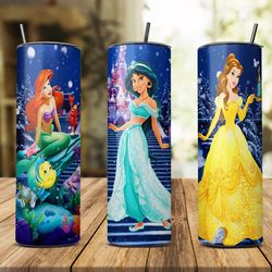 princess 20oz skinny tumbler wrap png, disney png, princess tumbler png, princess png