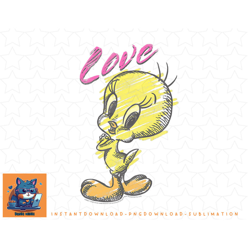 Looney Tunes Tweety Bird Love Sketch png, sublimation, digital download.jpg