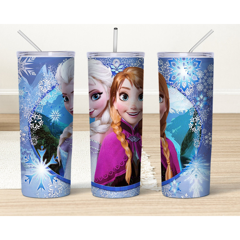 Frozen 20oz Skinny Tumbler Sublimation Designs, Anna and Elsa Tumbler Png, Cartoon Tumbler,  Frozen Printable File Digital Download.jpg