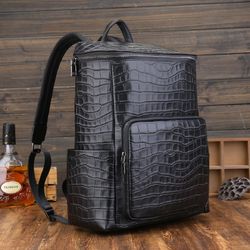 new genuine leather backpack men's business bag handbag student school bag