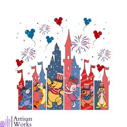 happy 4th of july winnie the pooh and friend patriot day svg file