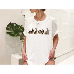 leopard bunny shirt, leopard easter shirt, bunny shirt, happy easter shirt, easter gift, easter tshirt, easter matching