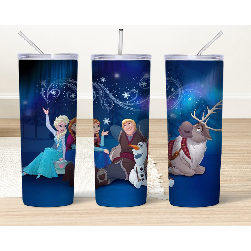 Frozen 20oz tumbler, 20oz Skinny Tumbler, Elsa Olaf and Anna Tumbler Sublimation Designs, Cartoon Tumbler, Princess png Digital Download.jpg