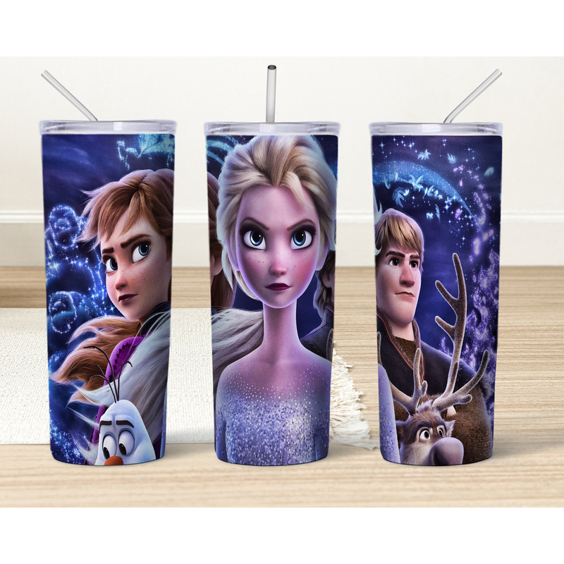Frozen Tumbler Wrap Png, Elsa and Anna Olaf 20oz Skinny Tumbler Sublimation Designs, Cartoon Tumbler, Deer Tumbler File Digital Download.jpg