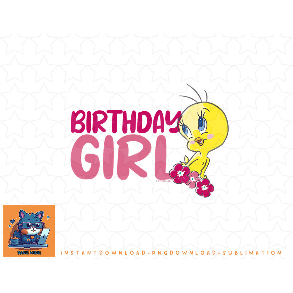Looney Tunes Tweety Floral Birthday Girl png, sublimation, digital download.jpg