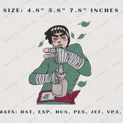 Rock Lee Embroidery Designs, Naruto Anime Embroidery Designs, Anime Character Embroidery Files, Instant Download