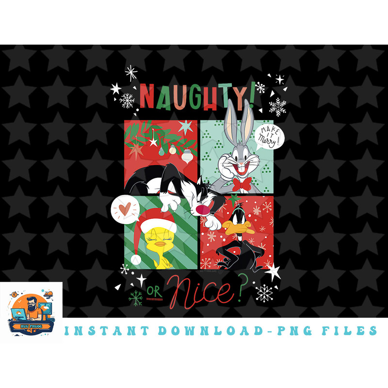 Looney Tunes Naughty Or Nice Christmas png, sublimation, digital download.jpg