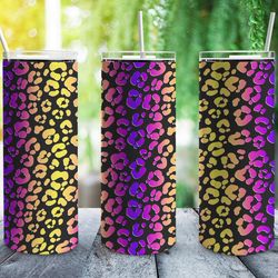 neon leopard print tumbler, neon leopard print skinny tumbler