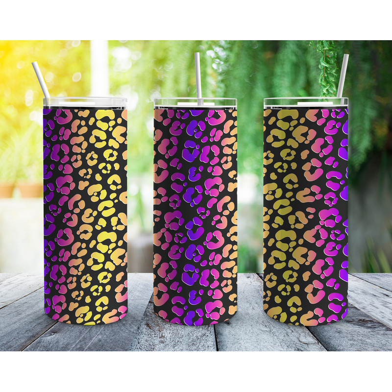 Neon Leopard Print Tumbler, Neon Leopard Print Skinny Tumbler.png