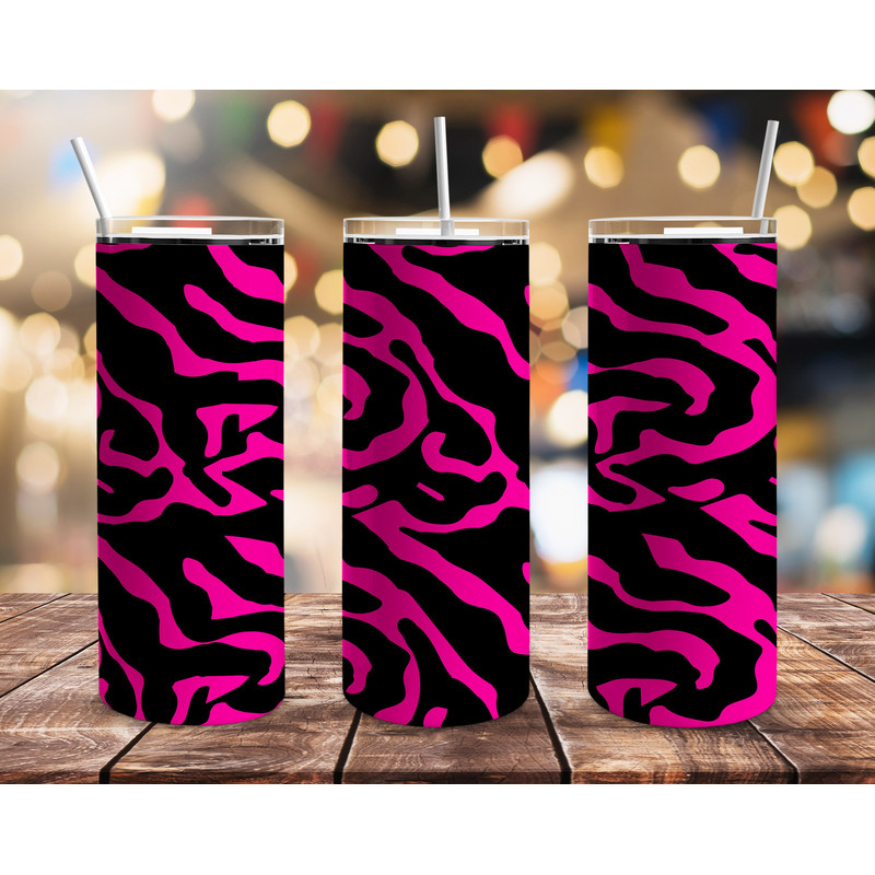 Neon Pink Animal Print Tumbler, Neon Pink Animal Print Skinny Tumbler.png
