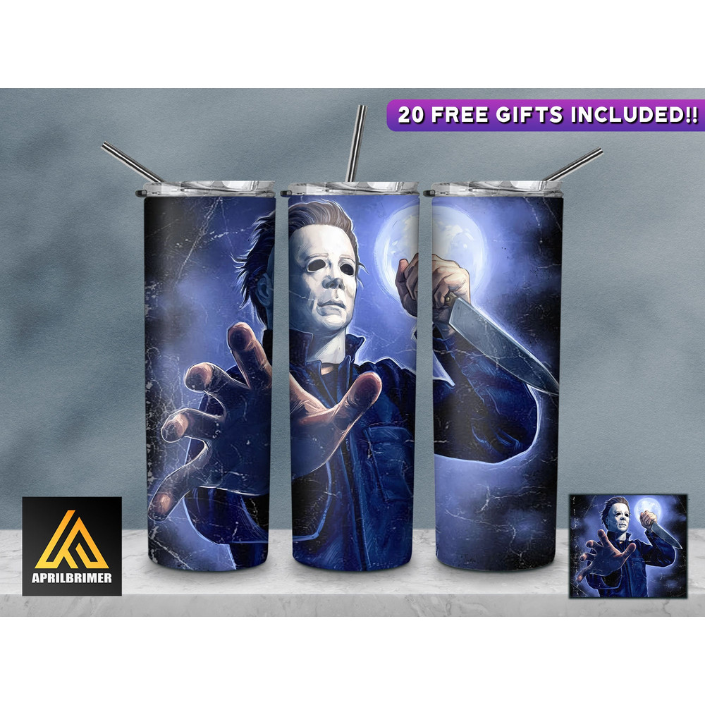 Horror Character 20 Oz Skinny Tumbler StraightTapered Wrap Png Sublimation Design, Halloween Movie Tumbler PNG File Digital Download-37.jpg