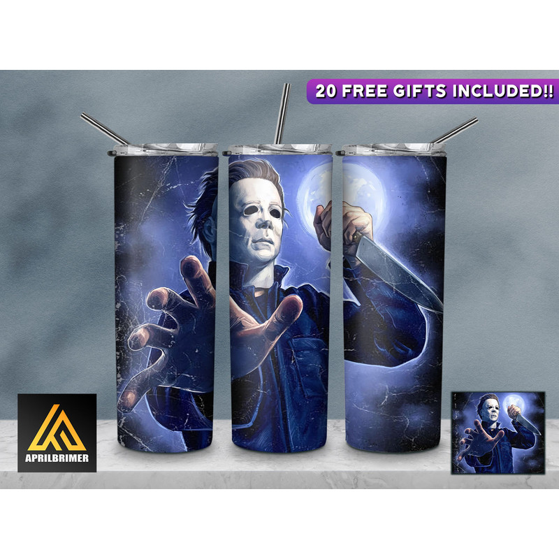 Horror Character 20 Oz Skinny Tumbler StraightTapered Wrap Png Sublimation Design, Halloween Movie Tumbler PNG File Digital Download-37.jpg