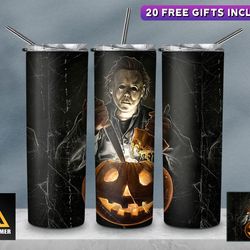 horror character tumbler, straighttapered wrap skinny tumbler, halloween movie cartoon sublimation wrap skinny tumbler