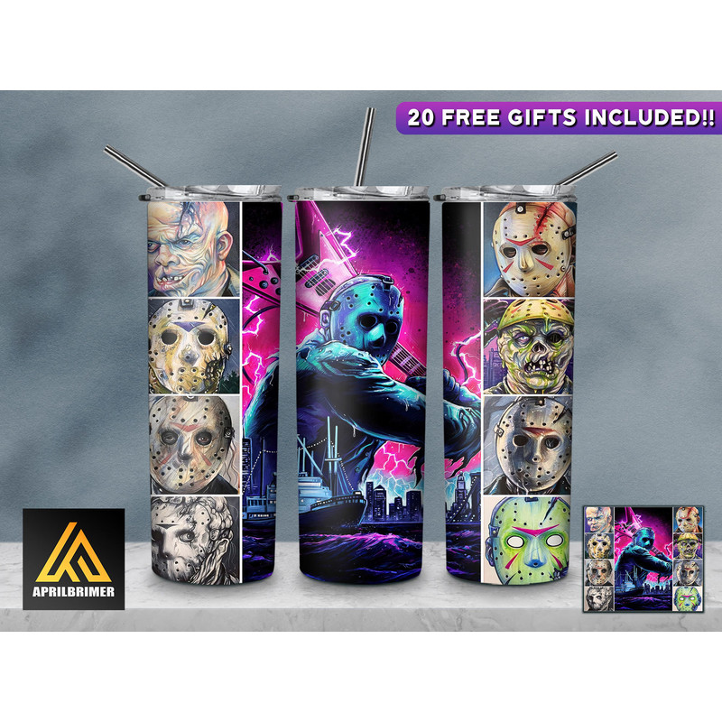 Horror Character 20 Oz Skinny Tumbler StraightTapered Wrap Png Sublimation Design, Halloween Movie Tumbler PNG File Digital Download-39.jpg