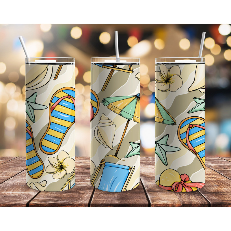 Summer Beach Tumbler, Summer Beach Skinny Tumbler.png