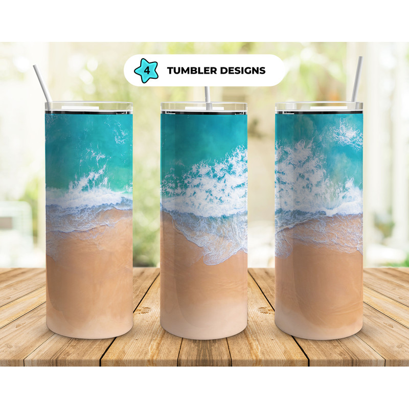 Summer Ocean Beach Tumbler, Summer Ocean Beach Skinny Tumbler.png