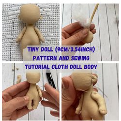 Doll body pattern and sewing tutorial (9cm/3,54 inch)