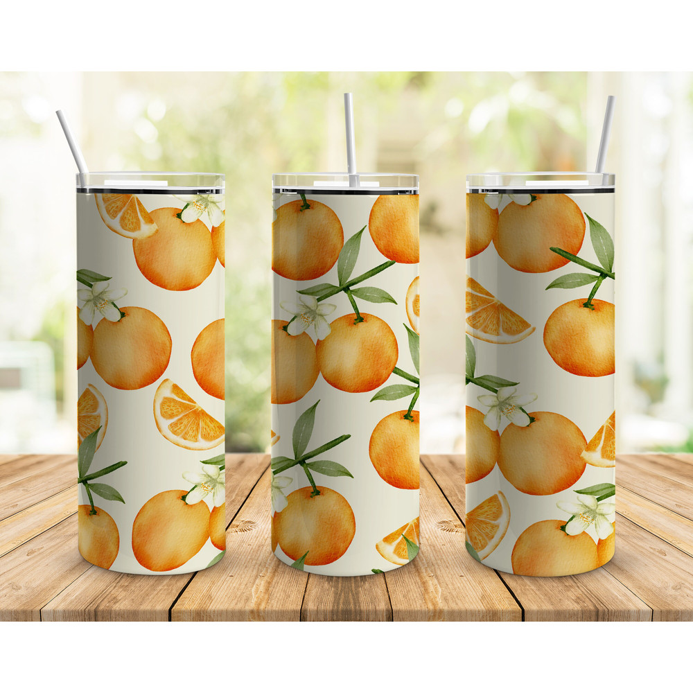 Summer Oranges Tumbler, Summer Oranges Skinny Tumbler.png