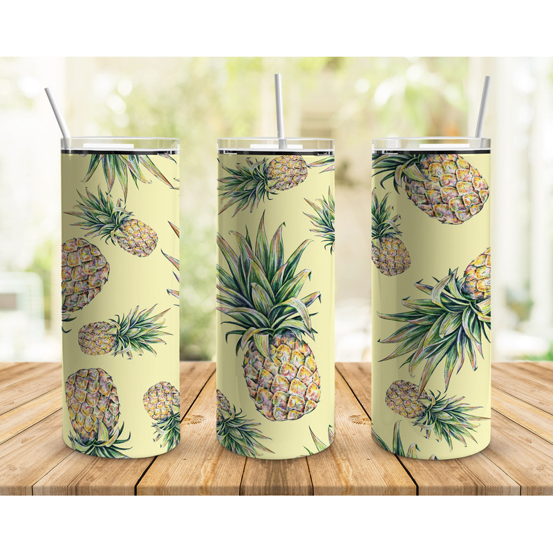 Summer Pineapples 20oz Straight Tumbler Wrap Seamless Design PNG-2.jpg.png