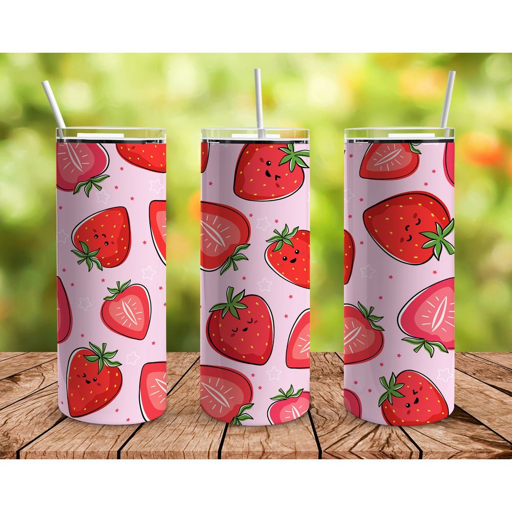 Summer Strawberries Tumbler, Summer Strawberries Skinny Tumbler.png