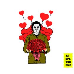 horror movie valentine svg, michael myers svg, valentine's day svg, horror movie character svg, halloween svg, ai file