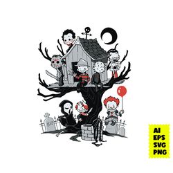 horror movies chibi svg, ghostface chibi svg, horror movie character svg, halloween svg, ai digital file