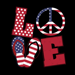 america peace love svg, independence svg, peace love svg, peace svg, july 4th svg, slippers svg, flag slippers svg