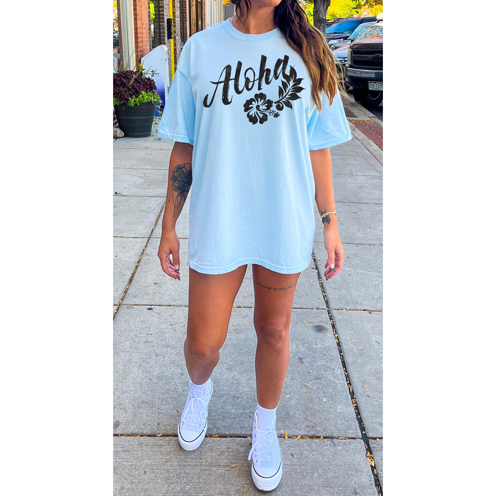Aloha Shirt, Hibiscus Tee, Hawaii T-shirt, Comfort Colors Women T-shirt, Oversized T-shirt, Beach T-Shirt, Summer Tee, Hibiscus Flower Shirt - 2.jpg