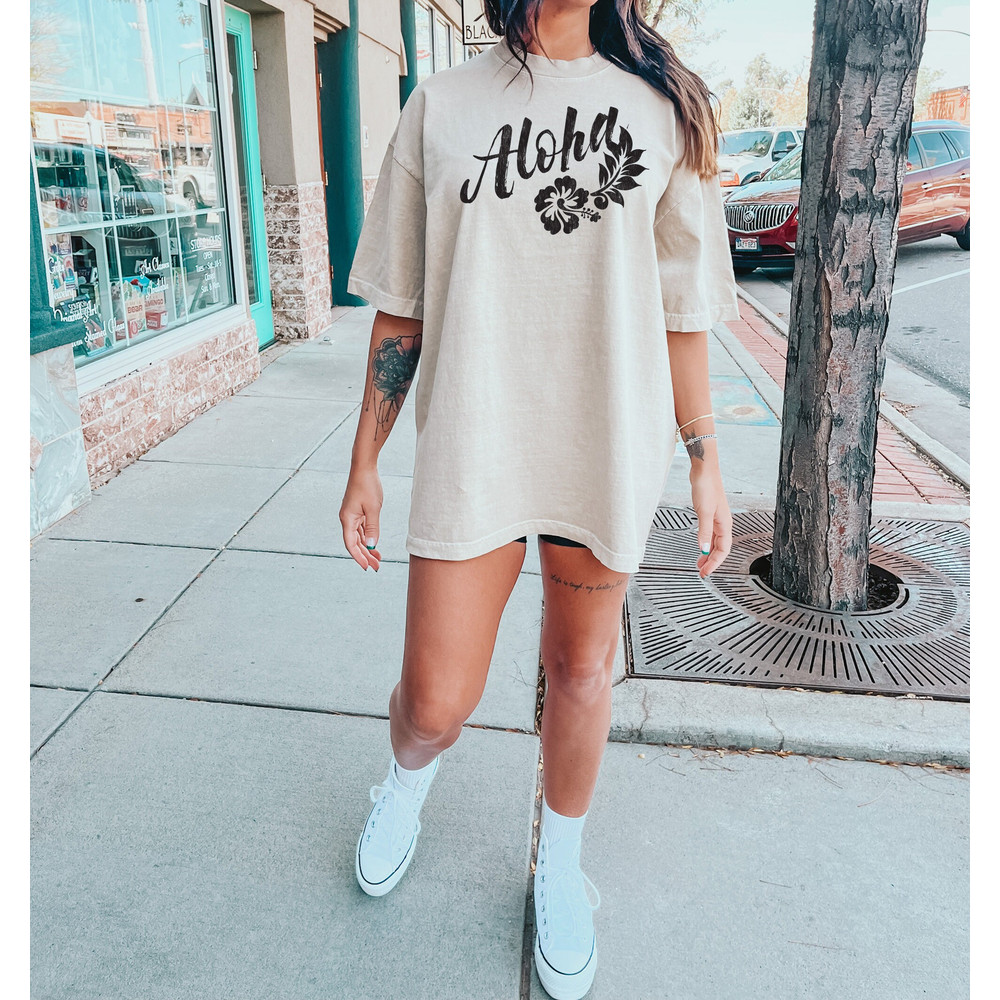 Aloha Shirt, Hibiscus Tee, Hawaii T-shirt, Comfort Colors Women T-shirt, Oversized T-shirt, Beach T-Shirt, Summer Tee, Hibiscus Flower Shirt - 4.jpg