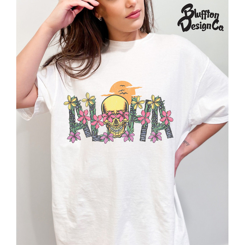 Comfort Colors T-Shirt, Beach T-Shirt, Aloha, Distressed T-Shirt, OverSized T-Shirt, Vintage Tee, Beach, Good Vibes, Skull, Oversized, Vibes - 5.jpg