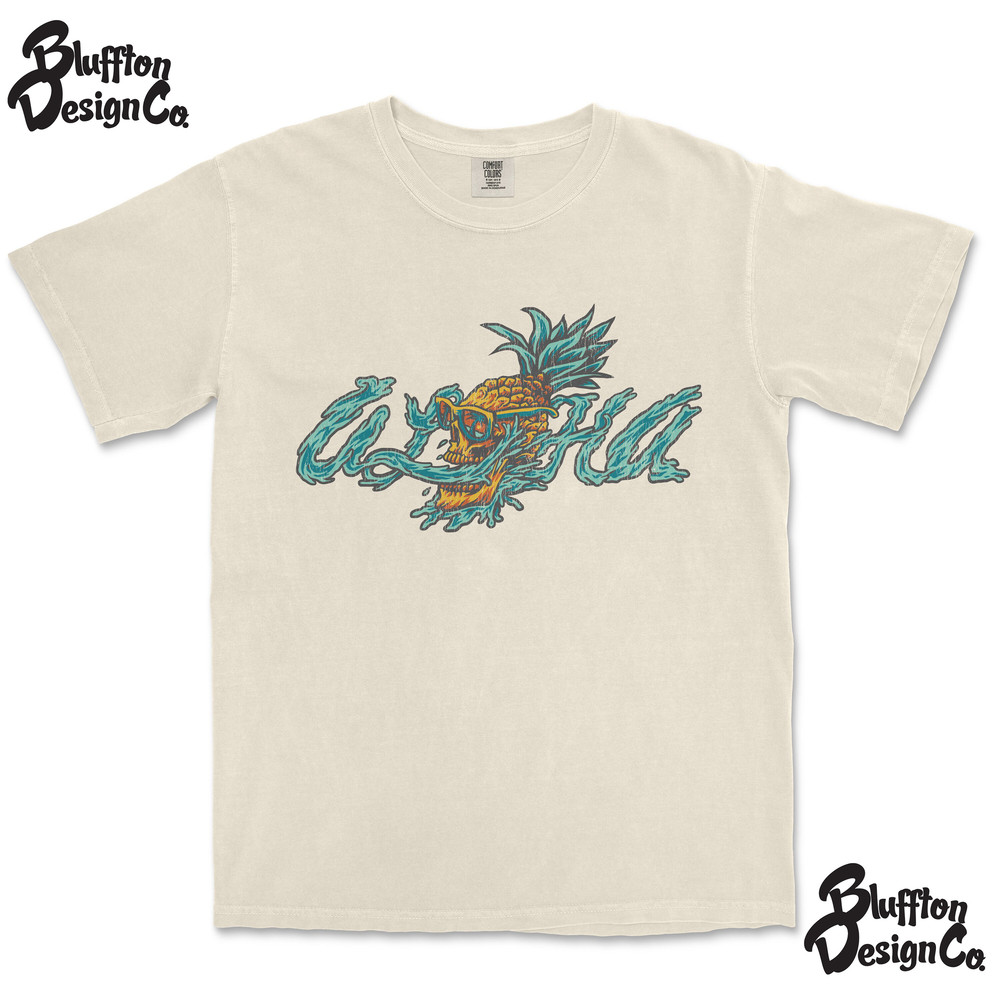 Comfort Colors T-Shirt, Beach T-Shirt, Aloha, Distressed T-Shirt, OverSized T-Shirt, Vintage Tee, Beach,Vibes, Skull, Oversized, Pineapple - 2.jpg