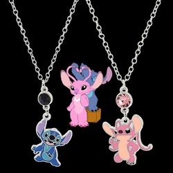 disney stitch necklace cartoon movies lilo & stitch couple pendant necklace for girl jewelry