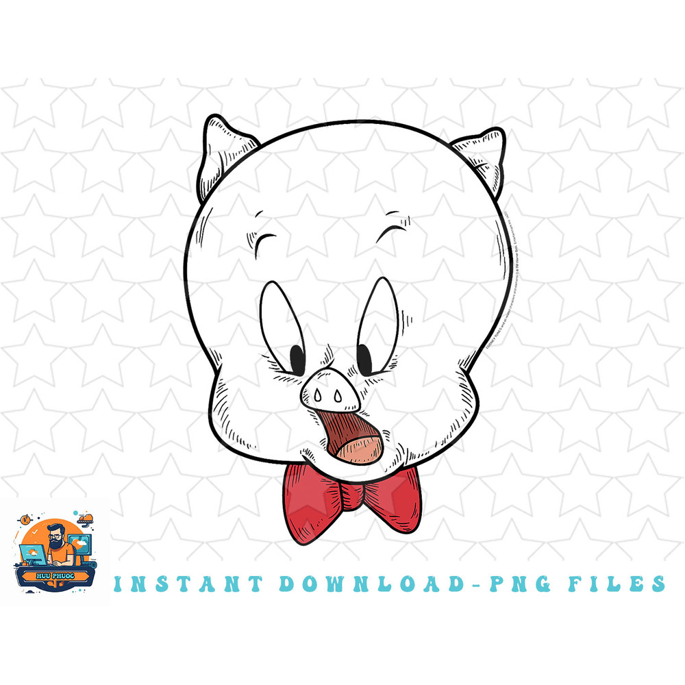 Looney Tunes Porky Pig Face Line Art png, sublimation, digital download.jpg