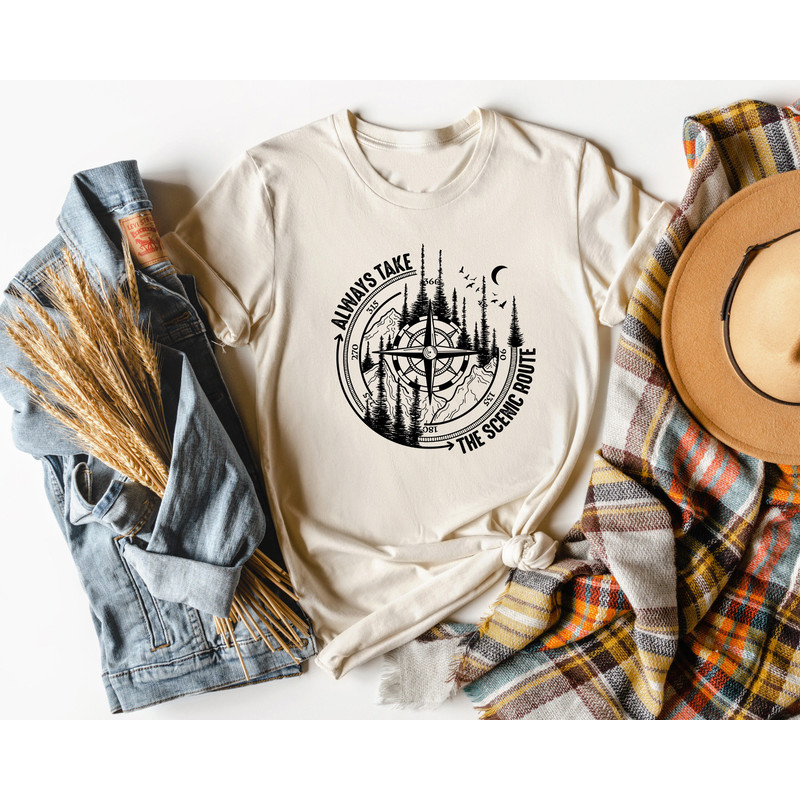 Always Take The Scenic Route Camping Travel Adventure Shirt, Vacation Shirt, Road Trip Shirt, Cruise Squad Shirt, Gift for Traveler, Sweater - 2.jpg