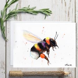 Watercolor bee painting, drawing bumblebee watercolor bees painting original art by Anne Gorywine