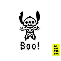 stitch boo halloween svg, stitch svg, stitch boo svg, skeletone svg, horror movie svg, halloween svg, ai digital file