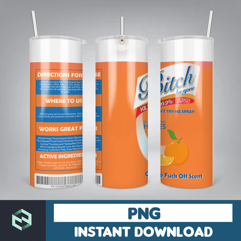 Bitch spray 20oz Skinny tumbler Wrap, Bitch Spray Be Gone Sublimation PNG Bundle, Crisp Fuck off scent, Digital Instant Download (4).jpg