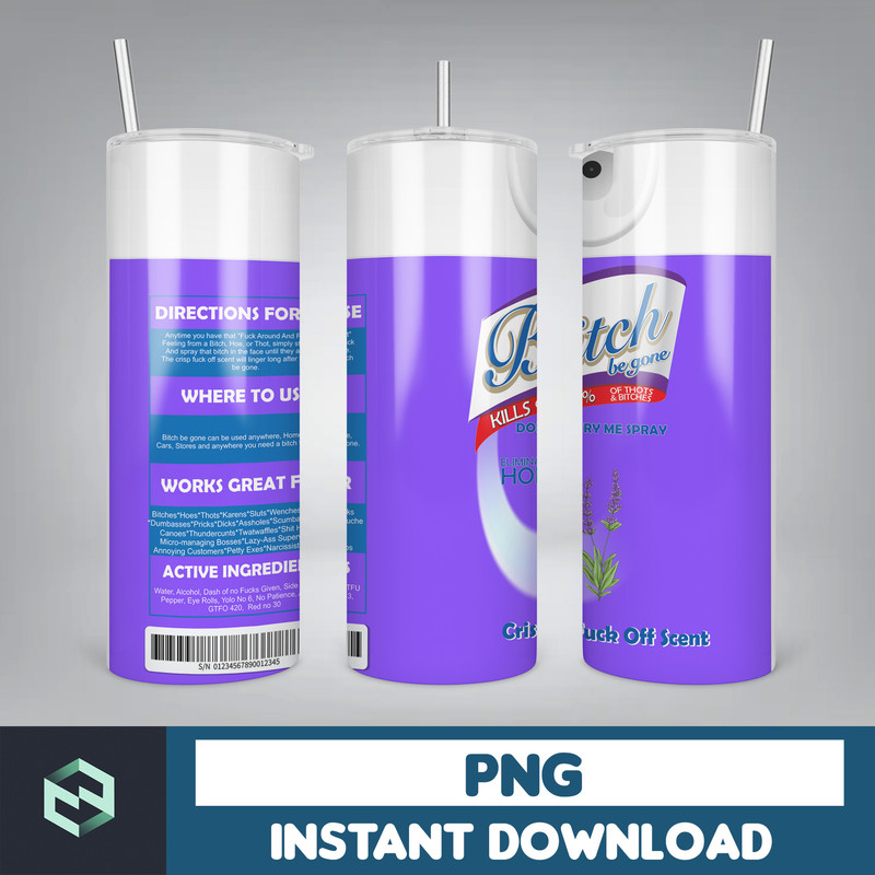 Bitch spray 20oz Skinny tumbler Wrap, Bitch Spray Be Gone Sublimation PNG Bundle, Crisp Fuck off scent, Digital Instant Download (7).jpg