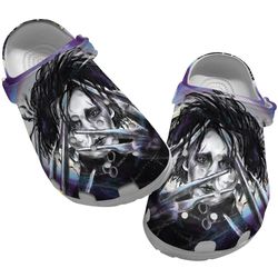 edward scissorhands crocs, edward scissorhands clog shoes unisex, movie sandals, movie crocs, edward scissorhands