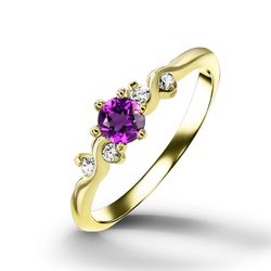 Purple Amethyst Ring - Genuine Gemstone - Gold Ring - Delicate Ring - Stacking Ring - February Birthstone - Tiny Ring